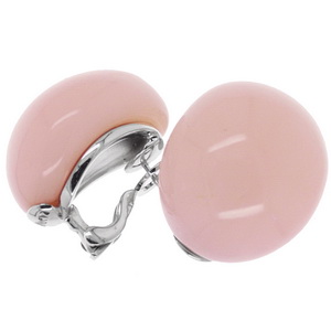 Pink Opal Earrings mouned in White Gold. 18 karat - Click Image to Close